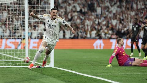Madrids Joselu feiert seinen Treffer