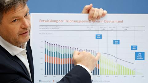 Klimaschutzminister Habeck stellt seine Pläne vor. (AFP)