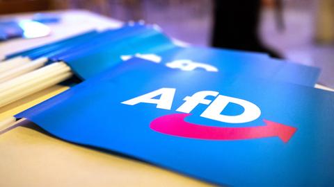 Fähnchen mit dem Logo der AfD (dpa)
