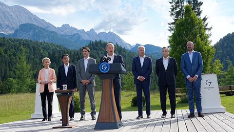 Die Regierungschefs beim G7-Gipfel. (dpa)