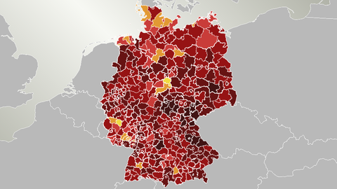Karte mit Covid-19-Infektionen in den Landkreisen ()