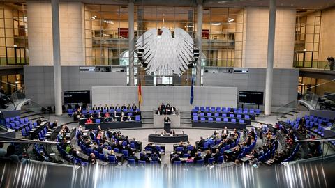 Die Abgeordneten tagen im Bundestag.  (dpa)