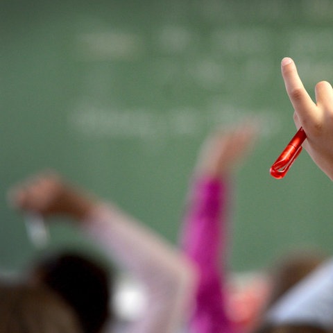 Eine Schülerin meldet sich im Klassenzimmer. (dpa)