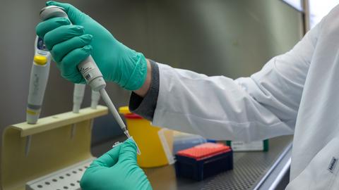 Analyse eines PCR-Tests im Labor (dpa)