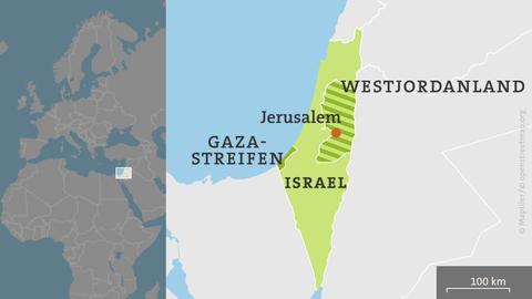 Karte: Israel und Palästinensergebiete