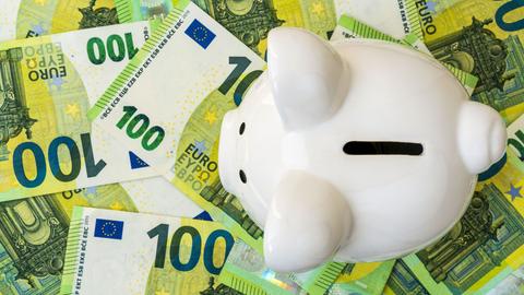 Sparschwein auf Euronoten