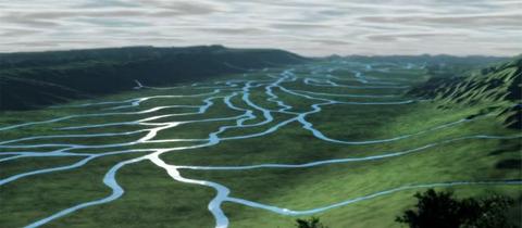 Animation des Oberrheintals vor rund 65 Millionen Jahren