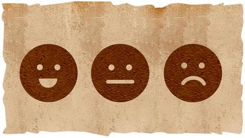 3 Smileys mit unterschiedlichen Gesichtsausdrücken