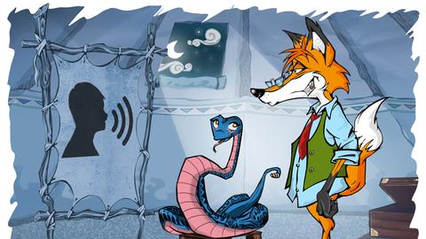 Fuchs Fox und Schlange Polly im Zelt