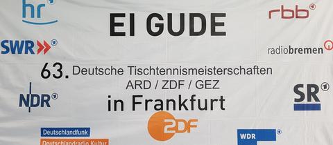 Banner der Tischtennis-Meisterschaft von ARD, ZDF und ZBS