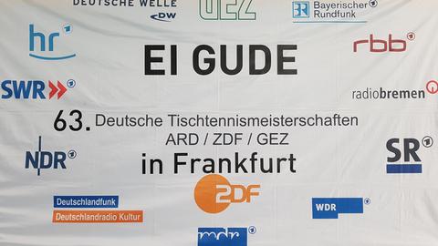 Banner der Tischtennis-Meisterschaft von ARD, ZDF und ZBS