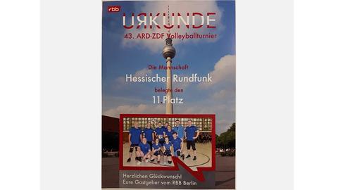 Urkunde von 43. ARD/ZDF Volleyballturnier