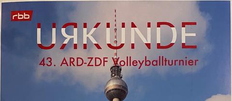 Urkunde von 43. ARD/ZDF Volleyballturnier