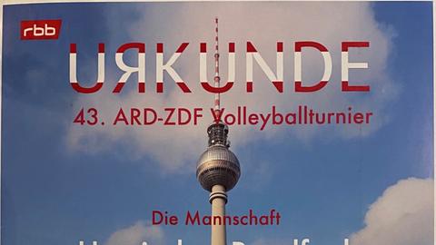 Urkunde von 43. ARD/ZDF Volleyballturnier