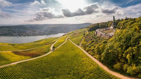 Das Niederwalddenkmal oberhalb der Stadt Rüdesheim am Rhein