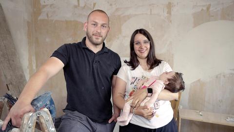 Eric, Melina und die schlafende Emma.