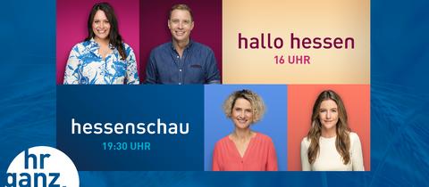 Banner der "hr ganz nah"-Veranstaltungen mit "Hallo Hessen" und der "Hessenschau