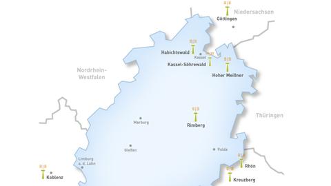 Karte DVB-T2-Sender in Nordhessen