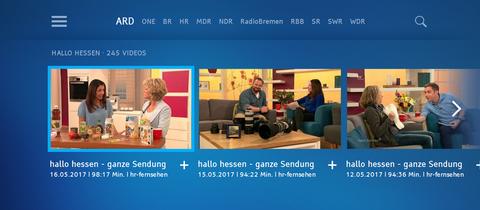 Screenshot der ARD-Mediathek mit der Sendung "hallo hessen"