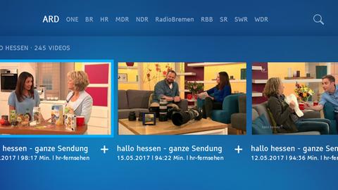 Screenshot der ARD-Mediathek mit der Sendung "hallo hessen"
