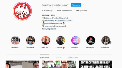 Die Seite von Fußball 2000 bei Instagram