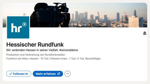 Die Seite des Hessischen Rundfunks bei LinkedIn