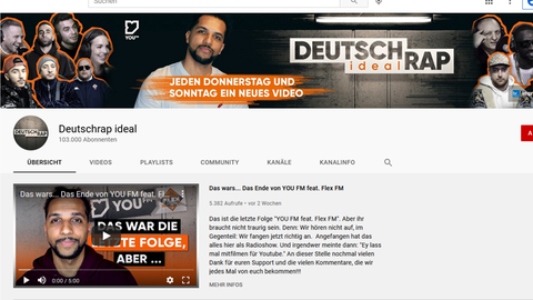 Screenshot Deutschrap ideal YouTube