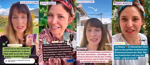 Breitengrad 34 Collage: Dunja Sadaqi und Katharina Wilhelm in ihren Insta-Storys