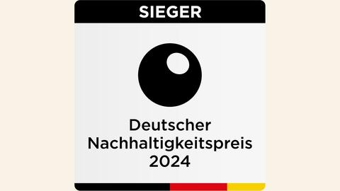 Logo des Deutschen nachhaltigkeitspreises 2024 mit Schriftzug "Sieger"