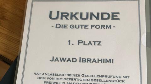 Die Urkunde für den Wettbewerb "Die gute Form".