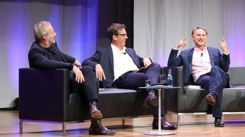Dan Brown, Alf Mentzer und Wolfram Koch auf der Frankfurter Buchmesse im Gespräch