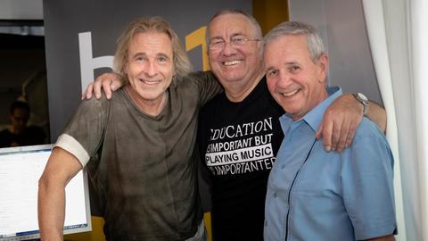 Thomas Gottschalk, Werner Reinke und Fritz Egner im hr1-Studio