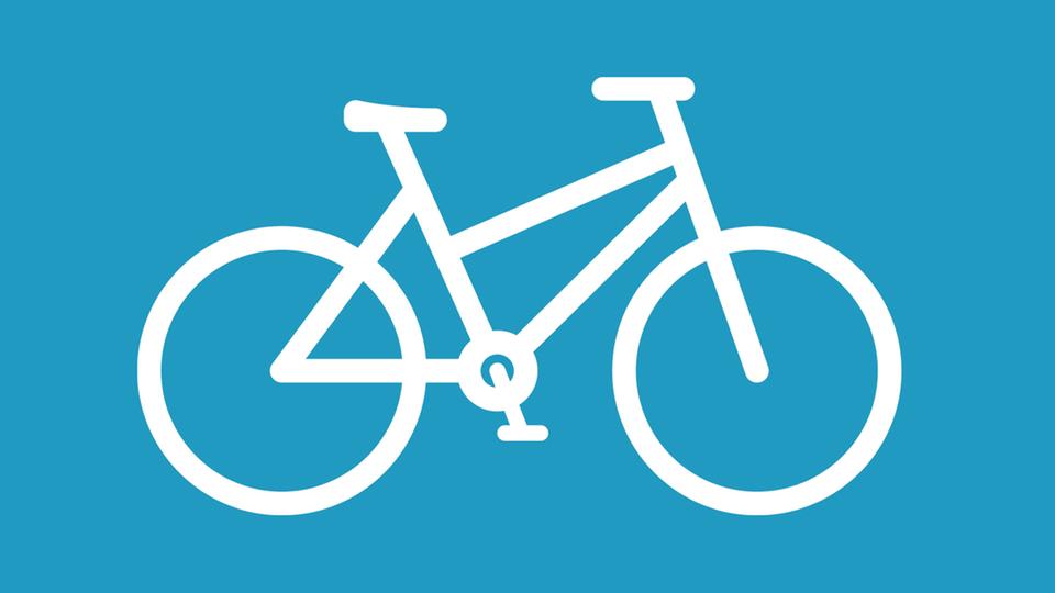 Grafik Fahrrad auf blauem Untergrund